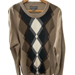 Tricots ST Raphael Size XL Men’s Long Sleeve Argyle 100% Acrylic  Sweater
